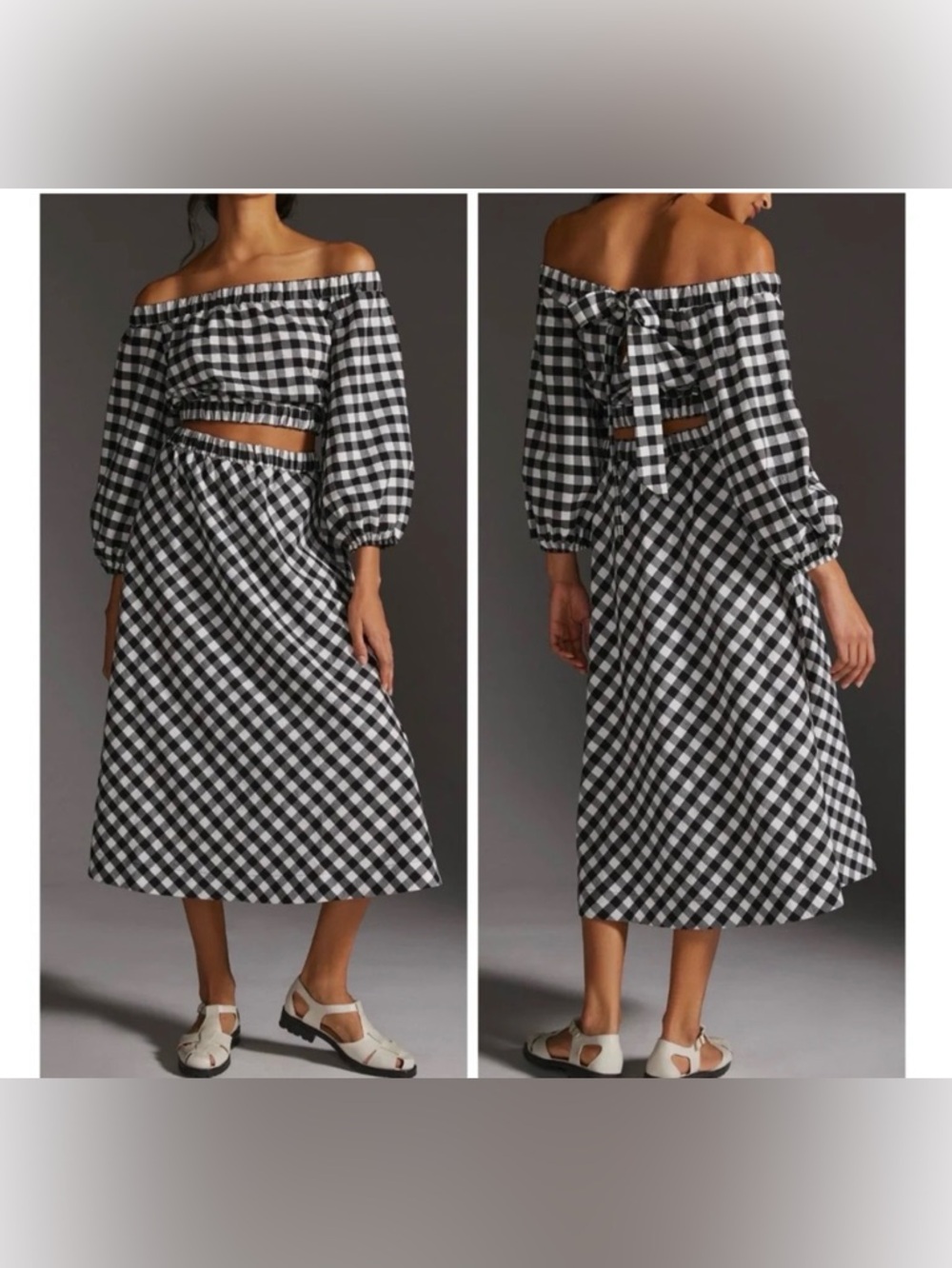 Anthropologie Maeve Gingham 2 piece Skirt and Top Set